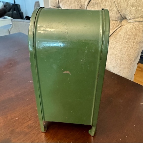 Vintage Mailbox Bank All American 9" Tall Steel Collection Box 1950/60s Green - Picture 2 of 16